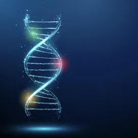 Illustration of a glowing DNA double helix representing elevated sensitivity for intact protein analysis.