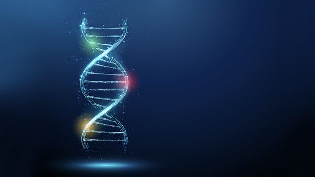 Illustration of a glowing DNA double helix representing elevated sensitivity for intact protein analysis. 