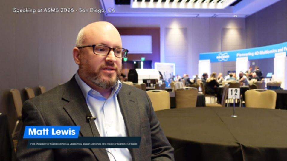 Dr. Matthew Lewis being interviewed at ASMS 2026.