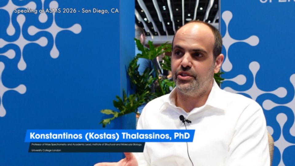 Konstantinos Thalassinos being interviewed at ASMS 2026.