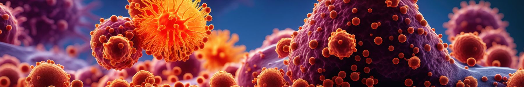 Illustration of circulating immune proteins surrounding liver cancer cells for liver cancer research. 