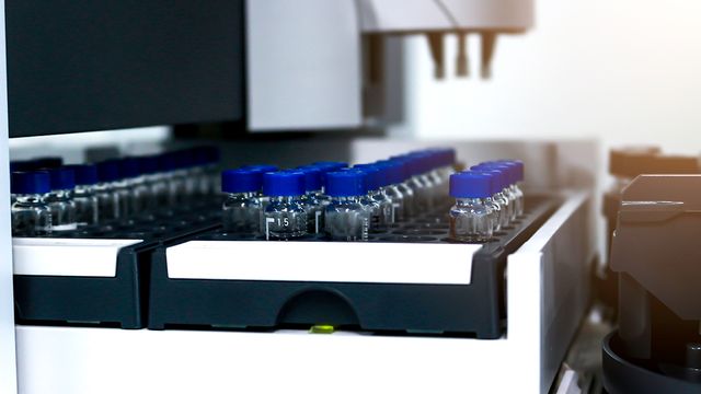 Autosampler vials prepared for impurity analysis in aromatic solvents to support regulatory compliance. 