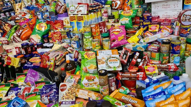 A selection of packaged ultra-processed foods. 