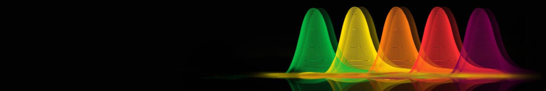 Colorful fluorescence peaks illustrate multiplexing in real-time PCR. 