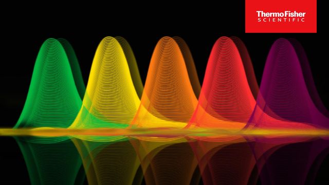 Colorful fluorescence peaks illustrate multiplexing in real-time PCR. 