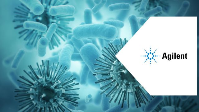 Microscopic pathogens alongside the Agilent logo representing pathogenic sequencing with Agilent Logo. 