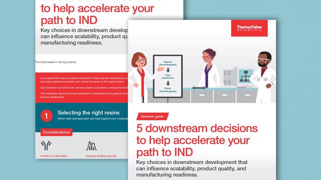 Two pages of the Accelerate Your Path to IND Submission infographic that overlap on a turquoise background. 