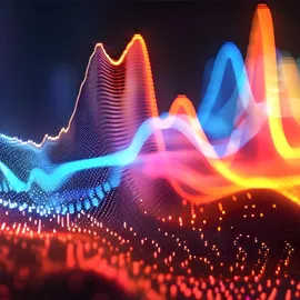 Abstract visualization of data analysis and separation with colorful waveforms.