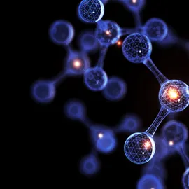 Purple Scientific Background with Molecules