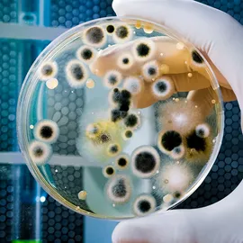 Fungal identification assays using a mold-filled petri dish in environmental monitoring.