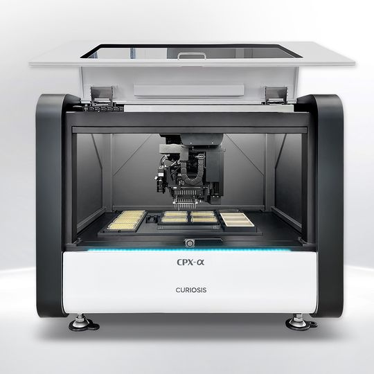 CPX™ automated colony picker for high-throughput microbial screening, shown processing multiple colony plates. 