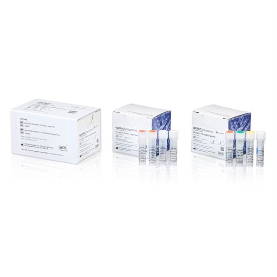 Applied Biosystems MicroSEQ fungal and bacterial DNA sequencing kits with reagent tubes and packaging. 