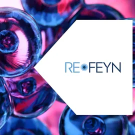 Refeyn logo over abstract reflective spheres representing gene therapy research.