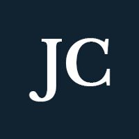 White letters "JC" on a navy background.