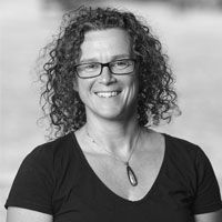 A greyscale headshot of Joanna Bowtell