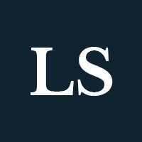 Lawrence Segal's initials against a black background.