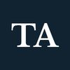 White letters "TA" on a navy background.