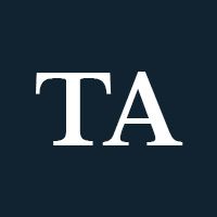 White letters "TA" on a navy background.