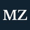 White letters "MZ" on a navy background.