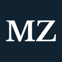 White letters "MZ" on a navy background.