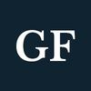 White capital G and F letters on a navy background.