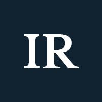 White letters "IR" on a navy background.