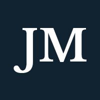 White letters "JM" on a navy background.