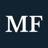White letters "MF" on a navy background.