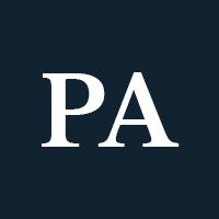 White letters "PA" on a navy background.