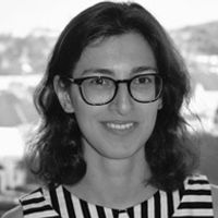 A greyscale headshot of Katya Mameishvili