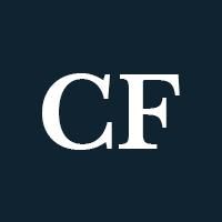 White capital C and F on a navy background.