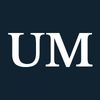 White letters "UM" on a navy background.