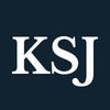 White letters "KSJ" on a navy background.