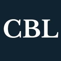 White capital C, B and L on a navy background.