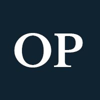 The initials OP against a black background.