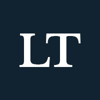 White letters "LT" on a navy background.