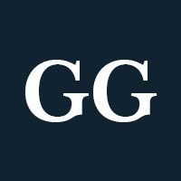 White letters "GG" on a navy background.