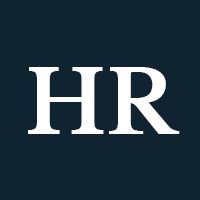 White "HR" initials in a serif font centered on a dark blue background.