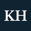 White KH initials logo on a dark blue background.