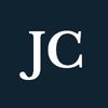 Capital J and C on a navy background.