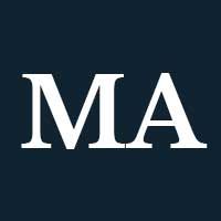 White capital M and A on a navy background.