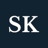 White letters "SK" on a navy background.