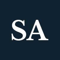 White capital S and A on a navy background.