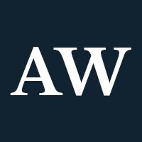 White letters "AW" on a navy background.