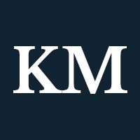 Monogram logo with the initials KM in white on a dark blue background.