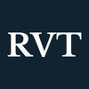White letters "RVT" on a navy background.
