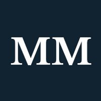 White letters "MM" on a navy background.
