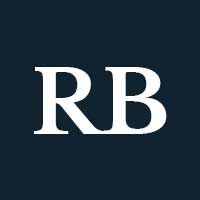 White capital R and B on a navy background.