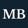 White letters "MB" on a navy background.