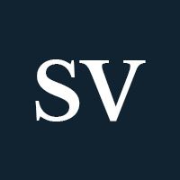 White letters "SV" on a navy background.